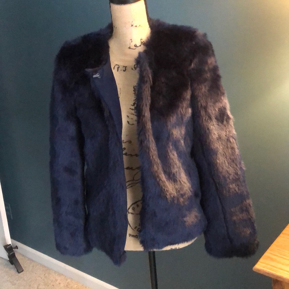 Faux fur blue jacket. New with tags